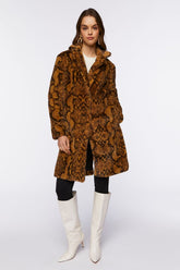 Forever 21 Women's Plush Animal Print Coat Brown/Black