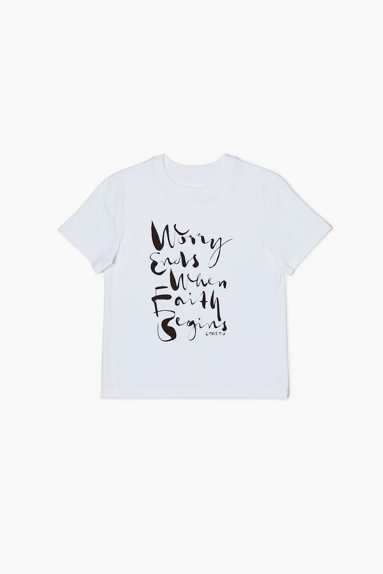 Forever 21 Kids Organically Grown Cotton T-Shirt (Girls + Boys) Cream/Black
