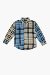 Forever 21 Kids Colorblock Plaid Shirt (Girls + Boys) Blue/Multi