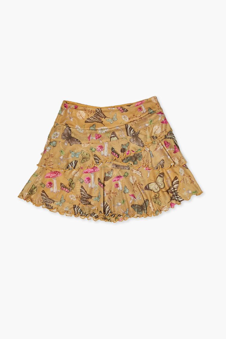 Forever 21 Girls Butterfly Print Skirt (Kids) Amber/Multi