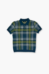 Forever 21 Kids Plaid Polo Shirt (Girls + Boys) Blue/Multi