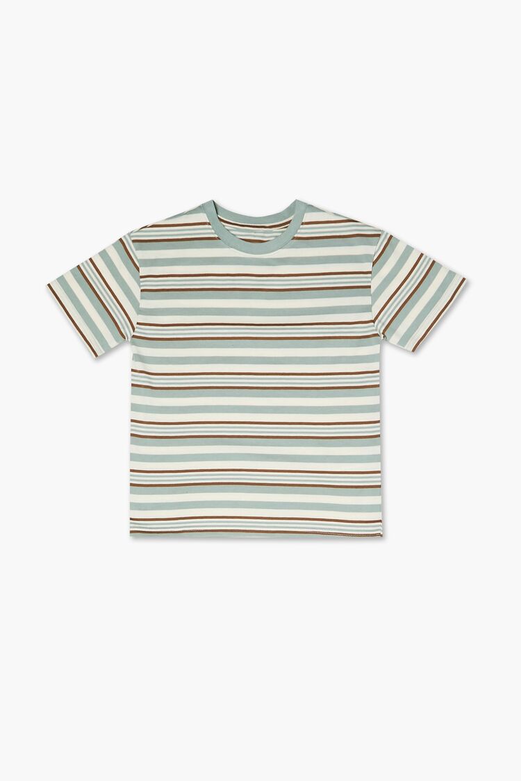 Forever 21 Kids Striped Pattern Crew T-Shirt (Girls + Boys) Cream/Multi