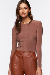 Forever 21 Women's Jersey Crop Top Carob