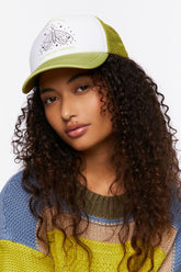 Forever 21 Women's Moth Graphic Trucker Hat Green/Multi