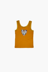 Forever 21 Girls Love Heart Graphic Tank Top (Kids) Yellow/Multi