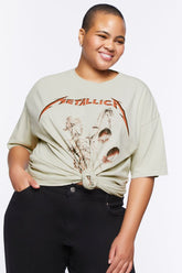 Forever 21 Plus Women's Metallica Graphic T-Shirt Cream/Multi