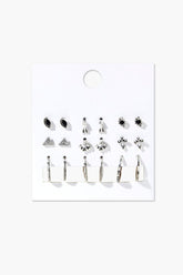 Forever 21 Women's Assorted Stud & Hoop Earring Set Black/Silver