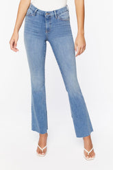 Forever 21 Women's Curvy Bootcut Split-Hem Jeans Light Denim