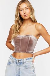 Forever 21 Women's Velvet Sweetheart Tube Top Grey