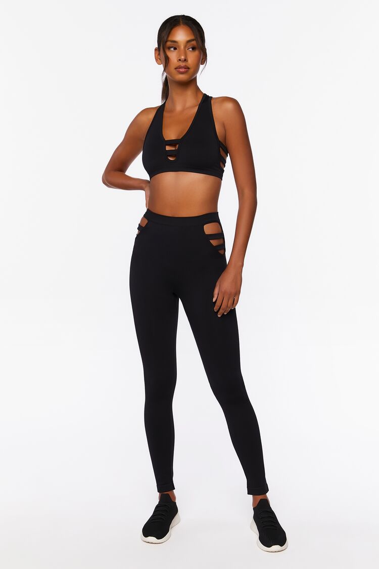 Forever 21 Women's Active Seamless Cutout Leggings Black