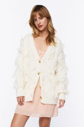 Forever 21 Knit Women's Textured Cardigan Sweater Cream