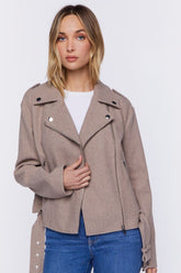 Forever 21 Women's Brushed Moto Jacket Taupe