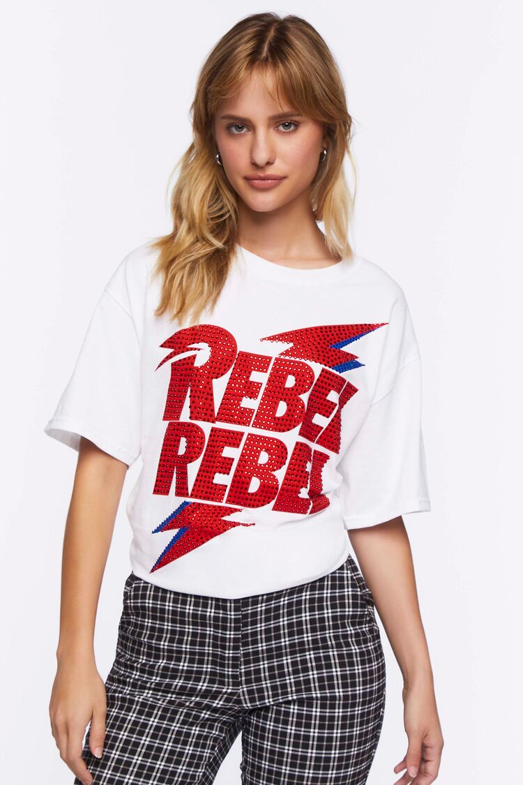 Forever 21 Women's Rebel Rebel Graphic T-Shirt White/Multi