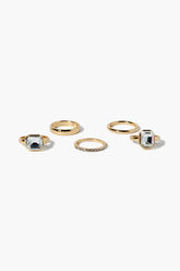 Forever 21 Women's Upcycled Faux Gem Ring Set Gold