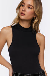 Forever 21 Women's Sleeveless Mock Neck Bodysuit Black