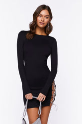 Forever 21 Women's Asymmetrical Lace-Up Mini Dress Black