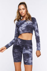 Forever 21 Women's Active Tie-Dye Crop Top Charcoal