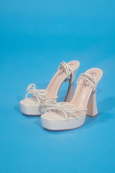 Forever 21 Women's Strappy Bow Platform Heels Cream