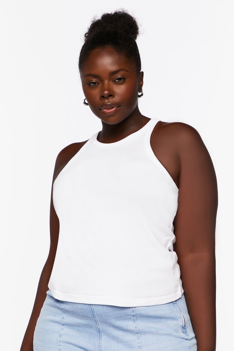 Forever 21 Plus Women's Ribbed Tank Top White