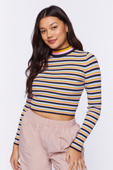 Forever 21 Women's Striped Cutout Sweater-Knit Top Black/Multi