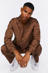Forever 21 Men's Chain Print Long-Sleeve Shirt Dark Brown