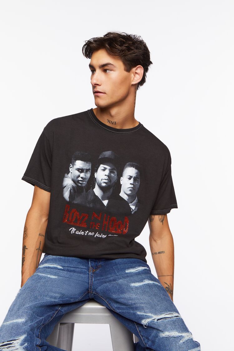 Forever 21 Men's Boyz N The Hood Studded Graphic T-Shirt Black/Multi