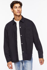 Forever 21 Men's Drop-Sleeve Snap-Button Shirt Black