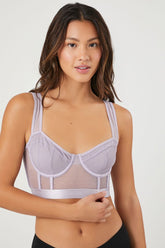 Forever 21 Women's Mesh Sweetheart Underwire Bra Wisteria