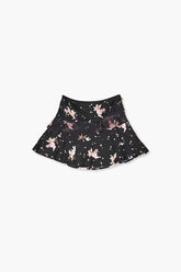 Forever 21 Girls Cupid Print Skater Skirt (Kids) Black/Multi