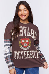 Forever 21 Women's Harvard University Graphic Combo T-Shirt Brown/Multi