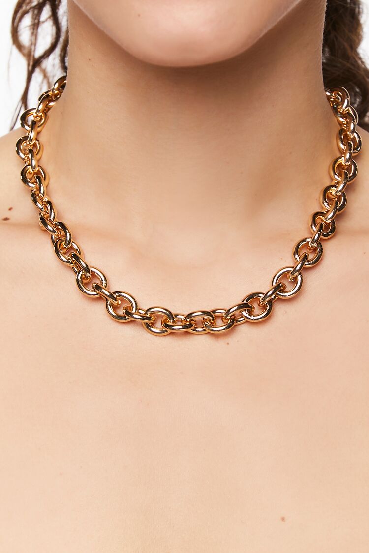 Forever 21 Women's Upcycled Chunky Chain Necklace Gold