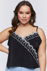 Forever 21 Plus Women's Floral Sequin Applique Cami Black