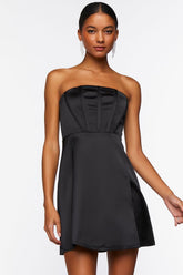 Forever 21 Women's Satin Corset Tube Mini Spring/Summer Dress Black