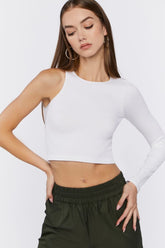 Forever 21 Women's One-Sleeve Crop Top White