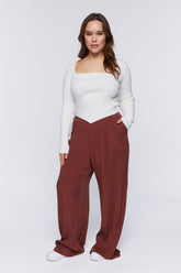 Forever 21 Plus Women's Wide-Leg Pants Turkish Coffee