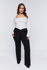 Forever 21 Plus Women's Mid-Rise Straight-Leg Pants Black