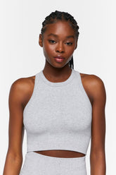 Forever 21 Women's Seamless Heathered Racerback Sports Bra Heather Grey