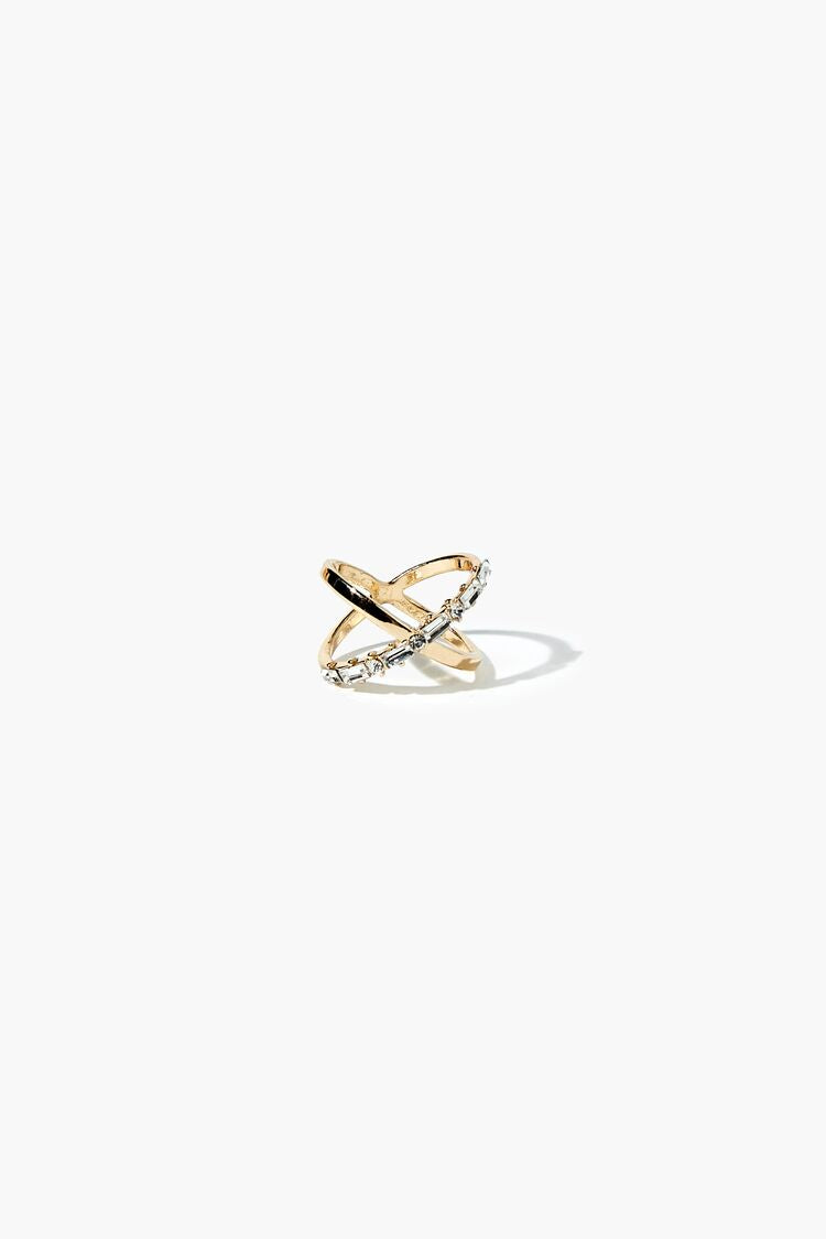 Forever 21 Women's Rhinestone Interlinked Ring Gold