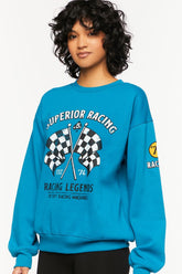 Forever 21 Women's Superior Racing Graphic Pullover Blue/Multi