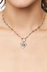 Forever 21 Women's Evil Eye Heart Pendant Necklace Silver