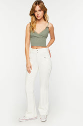 Forever 21 Women's Corduroy Flare Pants Vanilla