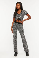 Forever 21 Women's Zebra Print Flare Pants Black/White