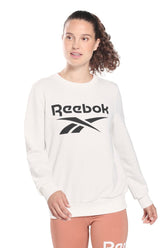 Forever 21 Women's Reebok Identity Logo French Terry Crew Sweatshirt White/Black