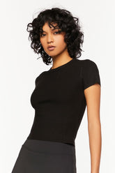 Forever 21 Women's Short-Sleeve Crop Top Black