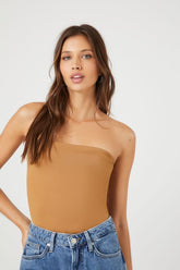 Forever 21 Women's Contour Fitted Tube Bodysuit Cappuccino