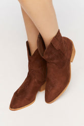 Forever 21 Women's Faux Suede Cowboy Boots Brown