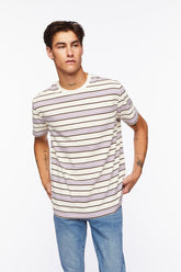 Forever 21 Men's Striped Crew T-Shirt Cream/Multi