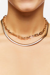 Forever 21 Women's Cable & Snake Chain Necklace Set Gold