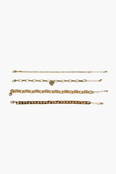 Forever 21 Women's Rhinestone Heart Bracelet Set Gold