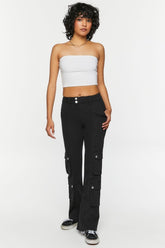 Forever 21 Women's Twill Flare Cargo Pants Black